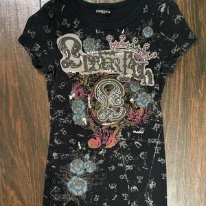 Libertalia Junior size Med graphic Rhinestone tee